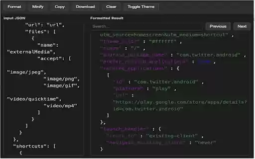 Better JSON Formatter from Chrome web store to be run with OffiDocs Chromium online Better JSON Formatter from Chrome web store to be run with OffiDocs Chromium online