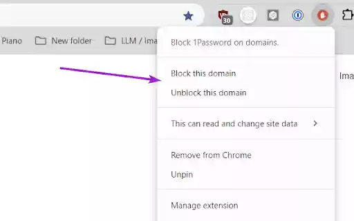Block 1Password on domains. from Chrome web store to be run with OffiDocs Chromium online Block 1Password on domains. from Chrome web store to be run with OffiDocs Chromium online