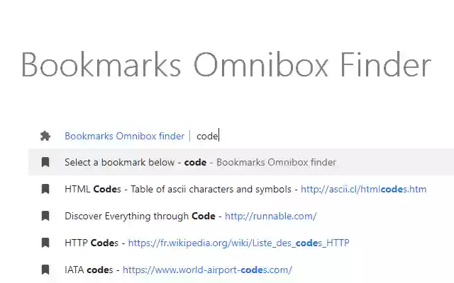 Bookmarks Omnibox finder from Chrome web store to be run with OffiDocs Chromium online Bookmarks Omnibox finder from Chrome web store to be run with OffiDocs Chromium online