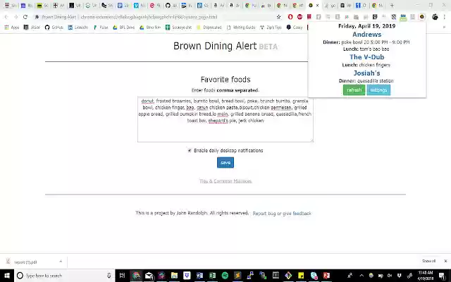 Brown Dining Alert from Chrome web store to be run with OffiDocs Chromium online Brown Dining Alert from Chrome web store to be run with OffiDocs Chromium online