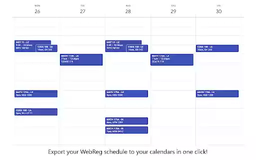 Calendarize WebReg from Chrome web store to be run with OffiDocs Chromium online Calendarize WebReg from Chrome web store to be run with OffiDocs Chromium online