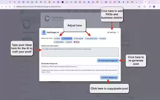 ChatGPT AI assistant for LinkedIn™ from Chrome web store to be run with OffiDocs Chromium online ChatGPT AI assistant for LinkedIn™ from Chrome web store to be run with OffiDocs Chromium online