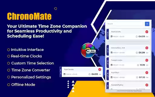 ChronoMate Time Zone Mastery from Chrome web store to be run with OffiDocs Chromium online ChronoMate Time Zone Mastery from Chrome web store to be run with OffiDocs Chromium online