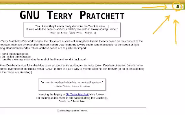 Clacks Overhead GNU Terry Pratchett from Chrome web store to be run with OffiDocs Chromium online Clacks Overhead GNU Terry Pratchett from Chrome web store to be run with OffiDocs Chromium online