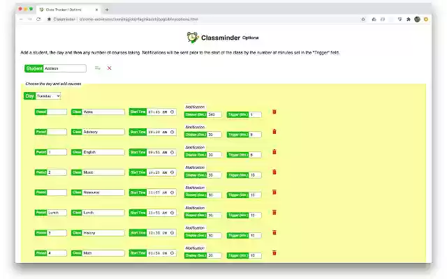 Classminder from Chrome web store to be run with OffiDocs Chromium online Classminder from Chrome web store to be run with OffiDocs Chromium online