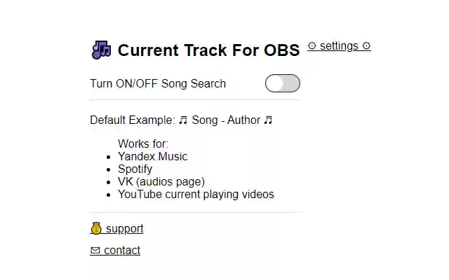 Current Track On Stream For OBS from Chrome web store to be run with OffiDocs Chromium online Current Track On Stream For OBS from Chrome web store to be run with OffiDocs Chromium online