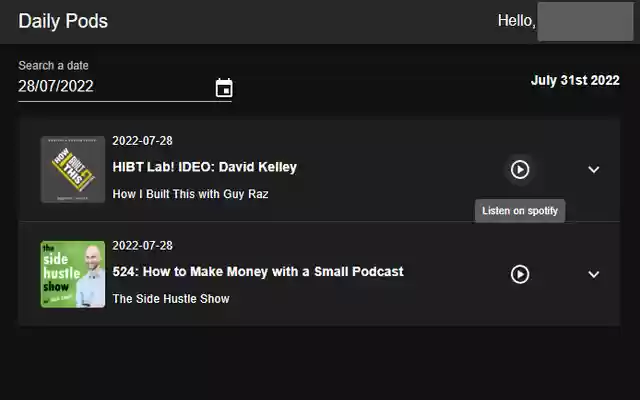 Daily Pods from Chrome web store to be run with OffiDocs Chromium online Daily Pods from Chrome web store to be run with OffiDocs Chromium online