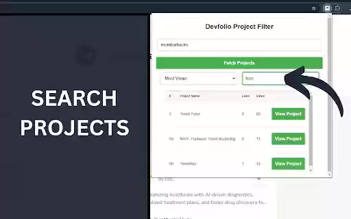 Devfolio Project Filter from Chrome web store to be run with OffiDocs Chromium online Devfolio Project Filter from Chrome web store to be run with OffiDocs Chromium online