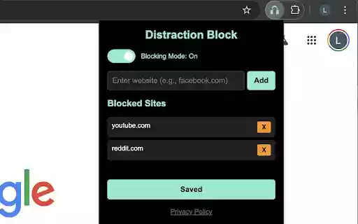 Distraction Block from Chrome web store to be run with OffiDocs Chromium online Distraction Block from Chrome web store to be run with OffiDocs Chromium online