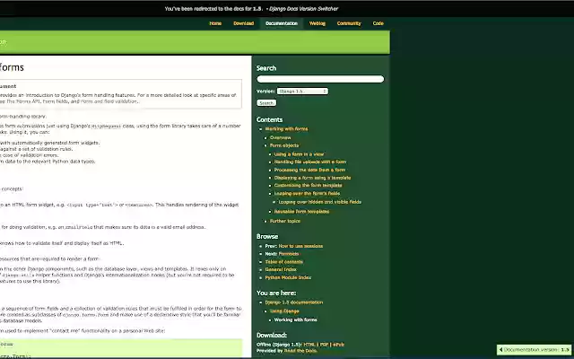 Django Docs Version Switcher from Chrome web store to be run with OffiDocs Chromium online Django Docs Version Switcher from Chrome web store to be run with OffiDocs Chromium online