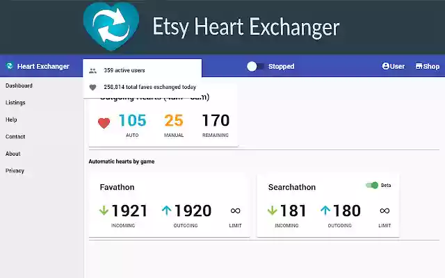 Etsy Heart Exchanger from Chrome web store to be run with OffiDocs Chromium online Etsy Heart Exchanger from Chrome web store to be run with OffiDocs Chromium online
