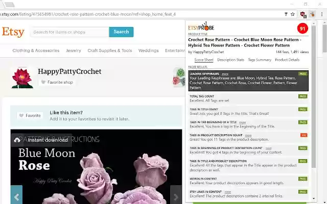 EtsyProbe: Perfect your Etsy SEO from Chrome web store to be run with OffiDocs Chromium online EtsyProbe: Perfect your Etsy SEO from Chrome web store to be run with OffiDocs Chromium online