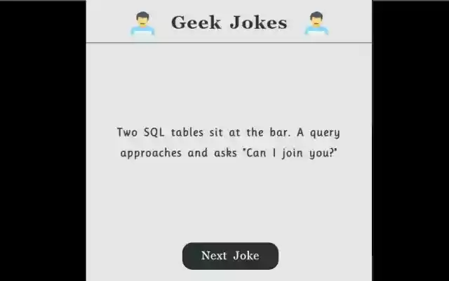 Geek Jokes from Chrome web store to be run with OffiDocs Chromium online Geek Jokes from Chrome web store to be run with OffiDocs Chromium online
