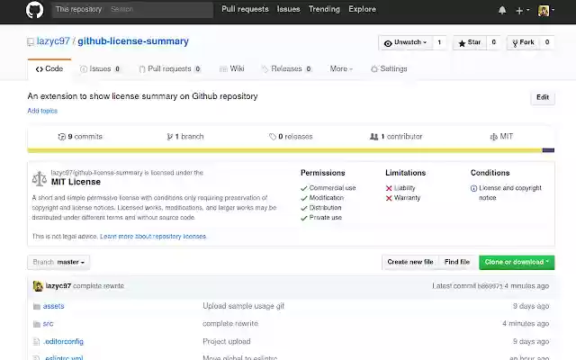 Github License Summary from Chrome web store to be run with OffiDocs Chromium online Github License Summary from Chrome web store to be run with OffiDocs Chromium online