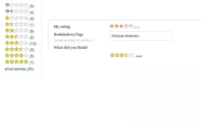 Goodreads Half Stars and Rating Tags from Chrome web store to be run with OffiDocs Chromium online Goodreads Half Stars and Rating Tags from Chrome web store to be run with OffiDocs Chromium online