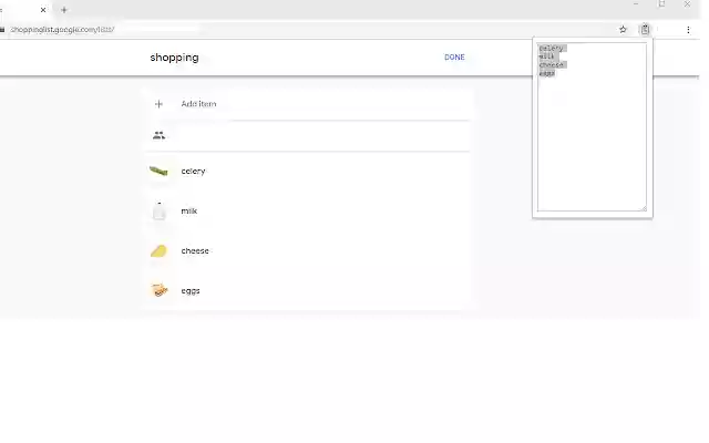 Google Shopping List Copy To Clipboard from Chrome web store to be run with OffiDocs Chromium online Google Shopping List Copy To Clipboard from Chrome web store to be run with OffiDocs Chromium online