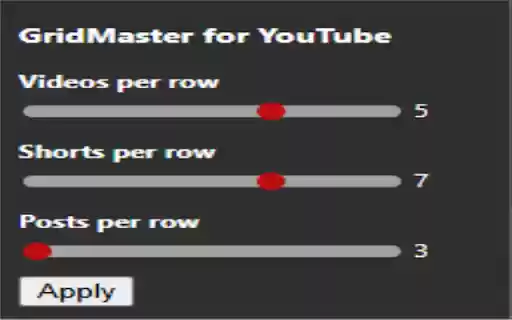 GridMaster for YouTube from Chrome web store to be run with OffiDocs Chromium online GridMaster for YouTube from Chrome web store to be run with OffiDocs Chromium online