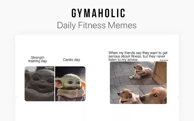 Gymaholic: Health And Fitness Workout Memes from Chrome web store to be run with OffiDocs Chromium online Gymaholic: Health And Fitness Workout Memes from Chrome web store to be run with OffiDocs Chromium online