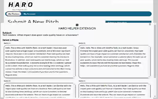 HARO Helper from Chrome web store to be run with OffiDocs Chromium online HARO Helper from Chrome web store to be run with OffiDocs Chromium online