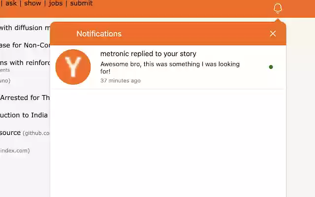 HN Notifier Hacker News Reply Notifications from Chrome web store to be run with OffiDocs Chromium online HN Notifier Hacker News Reply Notifications from Chrome web store to be run with OffiDocs Chromium online
