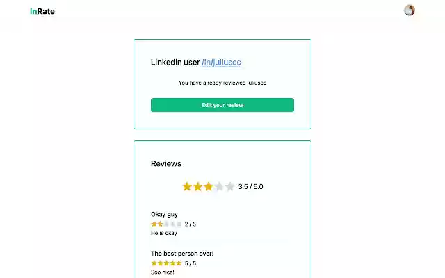 InRate from Chrome web store to be run with OffiDocs Chromium online InRate from Chrome web store to be run with OffiDocs Chromium online