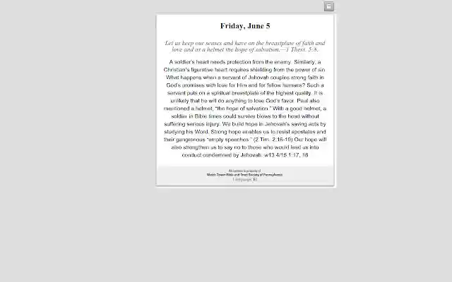 JW Daily Scripture from Chrome web store to be run with OffiDocs Chromium online JW Daily Scripture from Chrome web store to be run with OffiDocs Chromium online