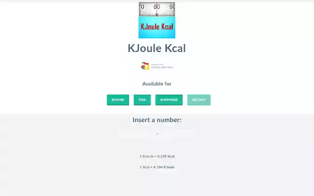 KJoule Kcal from Chrome web store to be run with OffiDocs Chromium online KJoule Kcal from Chrome web store to be run with OffiDocs Chromium online
