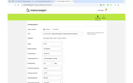 Kleinanzeigen Auto Inserieren from Chrome web store to be run with OffiDocs Chromium online Kleinanzeigen Auto Inserieren from Chrome web store to be run with OffiDocs Chromium online