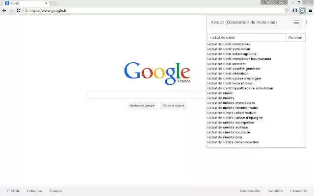 Kwdizr (Générateur de mots clés) from Chrome web store to be run with OffiDocs Chromium online Kwdizr (Générateur de mots clés) from Chrome web store to be run with OffiDocs Chromium online
