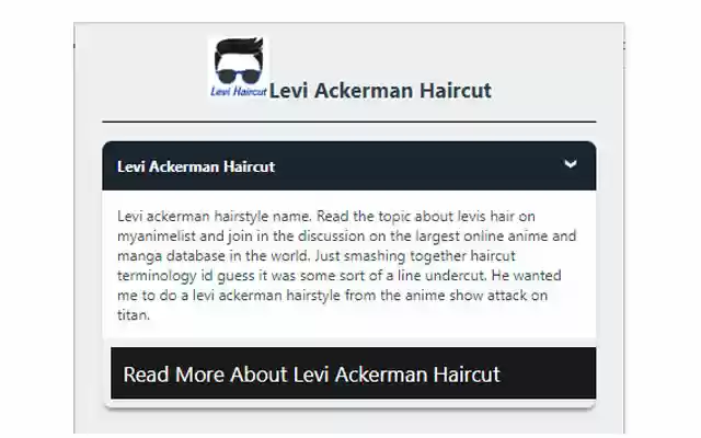 Levi Ackerman Haircut from Chrome web store to be run with OffiDocs Chromium online Levi Ackerman Haircut from Chrome web store to be run with OffiDocs Chromium online