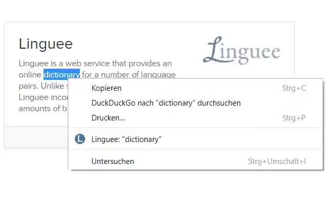 Linguee Context Menu from Chrome web store to be run with OffiDocs Chromium online Linguee Context Menu from Chrome web store to be run with OffiDocs Chromium online