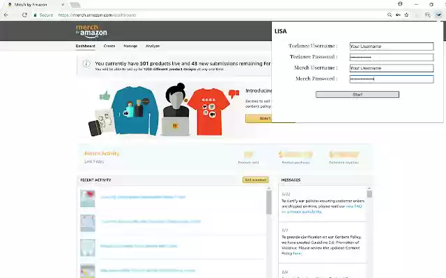 LISA Teelance Merch Upload Assistant from Chrome web store to be run with OffiDocs Chromium online LISA Teelance Merch Upload Assistant from Chrome web store to be run with OffiDocs Chromium online