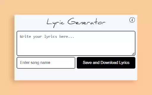 Lyric Generator Lyric Builder from Chrome web store to be run with OffiDocs Chromium online Lyric Generator Lyric Builder from Chrome web store to be run with OffiDocs Chromium online