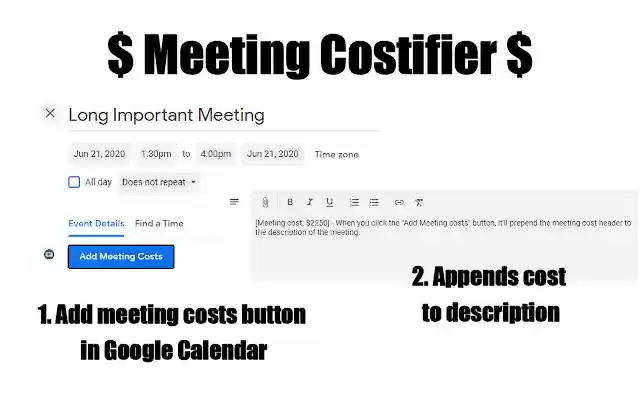 Meeting Costifier from Chrome web store to be run with OffiDocs Chromium online Meeting Costifier from Chrome web store to be run with OffiDocs Chromium online