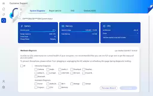 MyASUS for Chromebook Extension from Chrome web store to be run with OffiDocs Chromium online MyASUS for Chromebook Extension from Chrome web store to be run with OffiDocs Chromium online