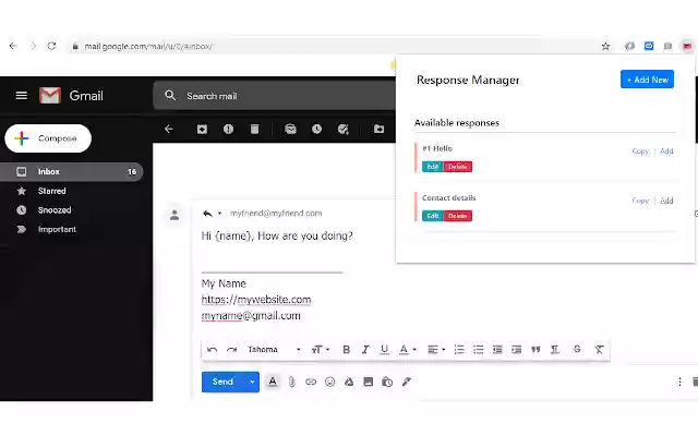 My Canned Responses from Chrome web store to be run with OffiDocs Chromium online My Canned Responses from Chrome web store to be run with OffiDocs Chromium online