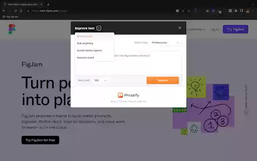 Phrazify from Chrome web store to be run with OffiDocs Chromium online Phrazify from Chrome web store to be run with OffiDocs Chromium online
