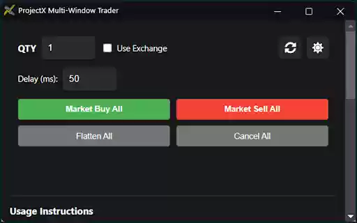 ProjectX Multi Window Trader from Chrome web store to be run with OffiDocs Chromium online ProjectX Multi Window Trader from Chrome web store to be run with OffiDocs Chromium online