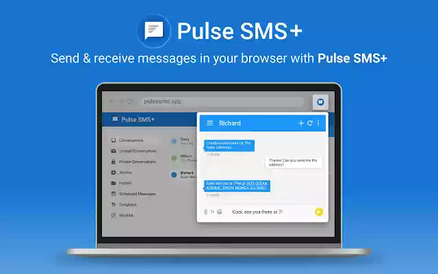 Pulse SMS Extension from Chrome web store to be run with OffiDocs Chromium online Pulse SMS Extension from Chrome web store to be run with OffiDocs Chromium online
