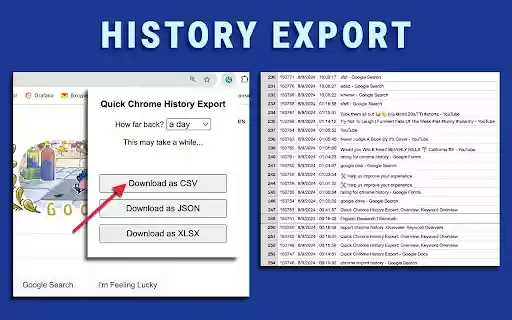 Quick Chrome History Export from Chrome web store to be run with OffiDocs Chromium online Quick Chrome History Export from Chrome web store to be run with OffiDocs Chromium online