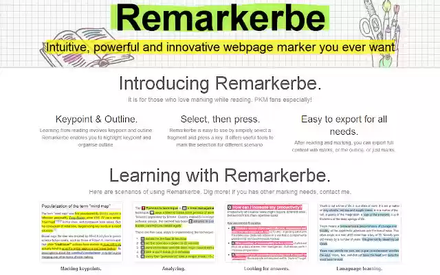Remarkerbe from Chrome web store to be run with OffiDocs Chromium online Remarkerbe from Chrome web store to be run with OffiDocs Chromium online