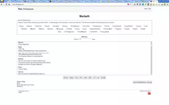 Rote: Shakespeare from Chrome web store to be run with OffiDocs Chromium online Rote: Shakespeare from Chrome web store to be run with OffiDocs Chromium online