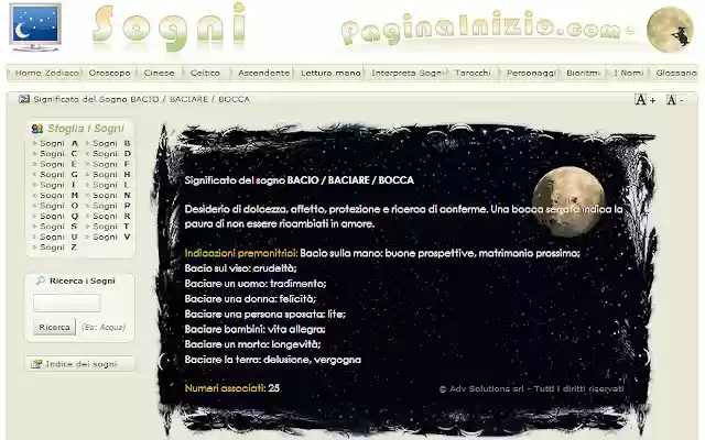 Significato dei Sogni from Chrome web store to be run with OffiDocs Chromium online Significato dei Sogni from Chrome web store to be run with OffiDocs Chromium online