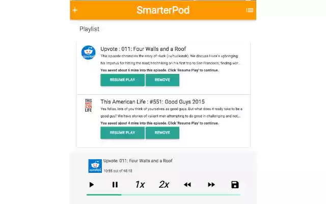 smarterPod: Simple and Smart Podcast Player from Chrome web store to be run with OffiDocs Chromium online smarterPod: Simple and Smart Podcast Player from Chrome web store to be run with OffiDocs Chromium online