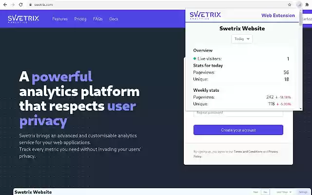 Swetrix from Chrome web store to be run with OffiDocs Chromium online Swetrix from Chrome web store to be run with OffiDocs Chromium online