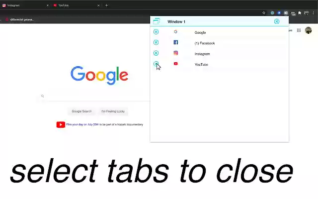 Tab Closer and Selector from Chrome web store to be run with OffiDocs Chromium online Tab Closer and Selector from Chrome web store to be run with OffiDocs Chromium online