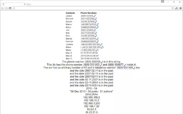 Telephone Number Detection from Chrome web store to be run with OffiDocs Chromium online Telephone Number Detection from Chrome web store to be run with OffiDocs Chromium online