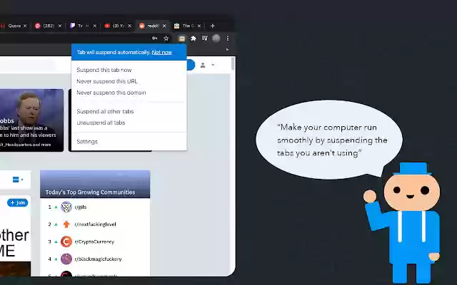 The Great Suspender Original from Chrome web store to be run with OffiDocs Chromium online The Great Suspender Original from Chrome web store to be run with OffiDocs Chromium online