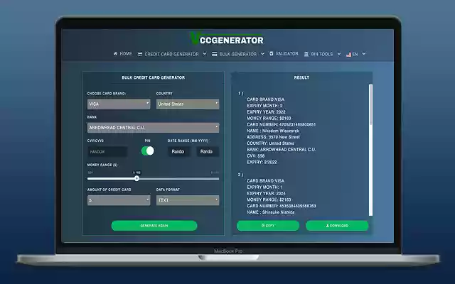 VCCGenerator Credit Card Generator Tool from Chrome web store to be run with OffiDocs Chromium online VCCGenerator Credit Card Generator Tool from Chrome web store to be run with OffiDocs Chromium online