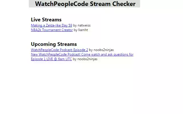 WatchPeopleCode Stream Checker from Chrome web store to be run with OffiDocs Chromium online WatchPeopleCode Stream Checker from Chrome web store to be run with OffiDocs Chromium online